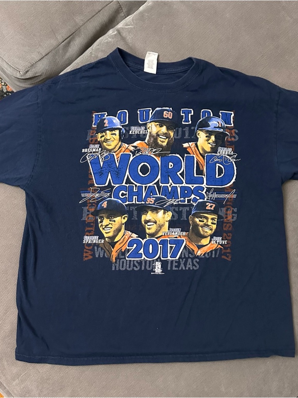 2017 Houston Astros World Series Champs T-Shirt XL Bregman Altuve Verlander